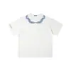 Camiseta de Manga Corta Bordada de Marca Moderna Americana para Hombre Verano Nuevo Holgada Cuello Redondo Estampado Creativo Estilo Coreano Top