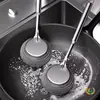 Cepillo para Ollas de Acero Inoxidable con Mango Largo, Cepillo de Limpieza para Uso Doméstico, Bola Grande de Lana de Acero con Mango, Cepillo Descontaminante para Ollas