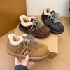 Batatinha ~ Inverno 2025 Cinza Nicho Chunky Fofo Tênis de Treino Alemão para Mulheres com Forro de Pelúcia Sapatos Quentes de Algodão Sapatos Peludos