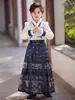 Saludo de Año Nuevo Hanfu Falda Ma Mian para Niños Disfraz de Rendimiento Unisex Estilo Chino Nuevo Estilo Nacional Antiguo Conjunto Terciopelo Plus Grueso