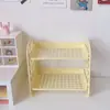 Prateleira Organizadora de Mesa Simples para Banheiro Prateleira Dobrável de Camada Dupla para Dormitório de Estudante Prateleira Oca para Armazenamento de Produtos de Skincare