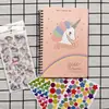 Caderno Espiral A5 Unicórnio Transfronteiriço Bloco de Notas com Linha Horizontal Capa de Exportação Conjunto de Adesivos para Caderno Espesso de Estudante