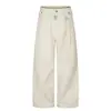 Y6106 Calle Principal Estilo Americano Unisex Vintage Estilo Old Money Color Sólido Diseño de Atar Pantalones Holgados Moda Urbana para Hombre