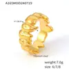 Europa e Estados Unidos venda quente transfronteiriça anel de costura de chama pequena irregular aço titânio banhado a ouro 18k joia da moda para o dia a dia