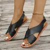 Sandalias Planas de Tira Cruzada Talla Grande 2026 para Mujer, Sandalias de Playa de Tira Ancha Estilo Retro con Punta Abierta