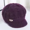 Chapéu Quente com Aba Larga para Mães de Meia-Idade e Idosas, Chapéu de Tricô de Vovó para Outono e Inverno, Forrado com Fleece e Espesso, Peça Única
