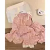 Conjunto de Pijama com Alça de Laço para Mulheres com Bojo, Estilo Princesa de Algodão Nuvem de Verão, Conjunto Sem Mangas com Shorts para Casa