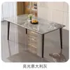 Mesa de Comedor Roca Pizarra Lujo Ligero Moderno Minimalista Hogar Apartamento Pequeño Mesa de Comedor Mesa de Sala de Estar Juego de Mesa y Sillas Rectangulares para Comedor