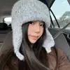 Gorro de Lana Gruesa Tejido Ins Coreano Engrosado Cálido para Mujer Protección contra el Frío Invernal Protección para los Oídos Gorro de Aviador Gorro de Esquí de Moda
