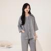 25 novos pijamas de algodão de dupla camada para primavera e verão, manga curta, femininos, para filha, bolinhas douradas, gola redonda, podem ser usados fora de casa, conjunto
