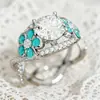 Anillo Floral Verde Fresco Transfronterizo Yanbai con Diseño de Gota de Aceite, Estilo Delicado y Fresco, Anillo Único Exquisito para Boda de Mujer