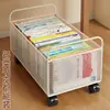 Estante de Armazenamento para Mochilas Escolares com Rodas, Cesto Organizador de Livros, Estante de Armazenamento de Livros para Mesa de Estudante do Ensino Médio, Cesto de Livros Multifuncional