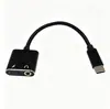 Convertidor de Tarjeta de Sonido Externa Type-C a 3.5mm Cable Adaptador de Audio para Altavoz de Computadora Auriculares Micrófono Dos en Uno