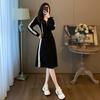 Vestido Deportivo Casual de Manga Larga a la Moda para Mujer, Nuevo Estilo Primavera y Otoño 2026, Talla Grande Ceñidor de Cintura Adelgazante Vestido Sudadera de Longitud Media
