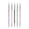 Pacote com 5 canetas de desenho coloridas de cabeça dupla, caneta de ponta de broca, caneta de linha de tração, caneta de terapia de luz, caneta de pintura de linha de gota, ferramentas para arte em unhas, fronteira cruzada
