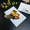 Prato Retangular Criativo de Cerâmica com Espetos Borda de Bambu Borda Grossa Prato de Pássaros Japonês Prato Multiuso para Uma Pessoa Sushi Aperitivo