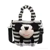 Bolsa de Accesorios 2026 Nuevo Estilo Japonés Lona Rayas Muñeco de Dibujos Animados Lindo Gran Capacidad Bolso Tote Cruzado para Padres e Hijos