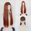Cabello largo y liso, peluca con frente de encaje atada a mano, 13*4, para mujer, marrón, liso, peluca atada a mano