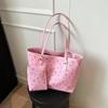 Bolso Popular Transfronterizo de Gran Capacidad en Color Contrastante para Mujer 2025 Nuevo Bolso de Hombro con Estampado de Cerezas Frescas Estilo Dulce Bolso para Estudiante