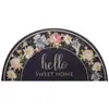 Felpudo de Entrada para Puerta con Flores Pintadas a Mano Estilo Americano Alfombra Semicircular de Celebridad de Internet Felpudo Espesado Antideslizante de PVC Felpudo de Piso Circular de Seda Floral