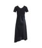 Vestido de Punto de Seda Helada de Verano con Empalmes de Acetato para Mujer, Manga Corta, Cintura Alta, Adelgazante, Longitud Media, Ropa de Mujer Transfronteriza, Una Pieza al por Mayor