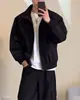 Jaqueta corta-vento com gola alta e zíper estilo retrô americano para homens, nova moda outono, cor sólida, corte solto, casual, versátil, casaco moderno