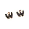 A-Z Aleación Goteo de Aceite Asimétrico Negro Letra Inglesa Colgante Hecho a Mano DIY Pulsera Casera Collar Accesorios de Joyería