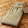 Pantalones Casuales de Lino Puro para Negocios de Verano para Hombre Pantalones Ligeros Rectos Holgados Pantalones de Algodón y Lino talla extra Holgados