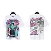 Comercio Exterior Nuevo Meichao Calle Principal Lavado Agua Viejo Vintage Cabecera Impresa Algodón Holgado Cuello Redondo Manga Corta Camiseta