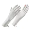 Guantes de protección solar de primavera y verano, transpirables, finos, antideslizantes, sin dedos, compatibles con pantalla táctil, para conducir y andar en bicicleta, longitud extendida, seda de hielo, para montar en verano