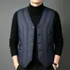 Nuevo chaleco de algodón con forro polar para hombre de otoño e invierno, engrosado para abrigar, cuello en V, abotonado, sin mangas, prenda exterior