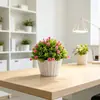 Ornamento de Bonsai Hemisférico de Gipsofila e Mimosa com 31 Peças para Decoração de Varanda e Jardim, Plantas Verdes Artificiais, Mini Vasos de Plantas para Mesa
