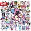 50 piezas de pegatinas de oso calavera de dibujos animados peculiares de fantasía oscura de compra directa transfronteriza, pegatinas decorativas impermeables para agendas y fundas de teléfono
