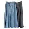 Nova Coleção Primavera/Verão 2026 Estilo Retrô Elegante Estilo Coreano Saia Lápis de Cintura Alta Saia Jeans de Comprimento Médio