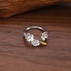 Anillo de Camelia Tridimensional Vintage Mori para Novia plata Iris Nicho Sentido Avanzado Anillo de Apertura Ajustable