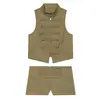 Atacado Fábrica de Roupas Femininas Transfronteiriça 2026 Moda Europeia e Americana Conjunto de Regata Sem Mangas com Nó de Corda Slim Fit + Shorts