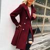 Em estoque 24 Outono/Inverno Novo Europeu e Americano Longo Lã Feminino Casaco eBay tamanho plus Casaco Amazon wish Dupla Face