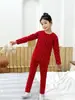 Conjunto de Ropa Interior Térmica Roja de Año Nuevo para Niños, Pijama Suave Festivo para Niños y Niñas, Nuevo Estilo para el Año de Nacimiento