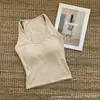 Colete 925 # Escovado em Forma de I para Outono e Inverno, Gola Halter, Alça Traseira Quente e Bonita, Bojo, Colete Simples e Versátil Tudo-em-Um