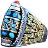 Anillo Xiangxu Tianzhu de Nueve Ojos Estilo Tibetano para Hombres y Mujeres KuiNiu Dapeng Taotie Anillo de Dedo Índice Retro con Mantra de Seis Caracteres