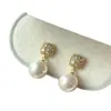 Brincos de pressão com pérolas e zircônia, brincos femininos versáteis e da moda para o dia a dia, luxo discreto com um toque sofisticado e elegante