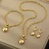 Conjunto de Collar, Pulsera y Aretes de Amor Brillantes de Lujo Ligero Nuevo Europeo y Americano Transfronterizo