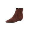 Piel de Oveja Buen Desgaste Combinan con Todo Muestran Cuña Botines Chelsea Otoño e Invierno 2024 Tacón Medio Punta Cuadrada Pequeña Boca en V Botines de Cuero para Mujer