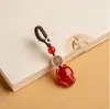 Colgante Cadena para Teléfono Móvil Zorro de Ágata Natural Colgante de Ágata Calcedonia Tejido a Mano DIY Colgante para Llave de Teléfono Móvil