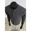 2026 HT26568 modelo falso modificado talla larga talla grande camiseta de manga larga con cuello Henley S-5X HT261011-Especial P18