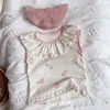 Chal sin mangas calado para niñas, ropa infantil, top infantil de verano estilo coreano, camiseta con volantes, estampado bonito, ropa fina para bebé