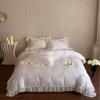 Set Fresco de Verano de Fibra de Lyocell 60s de Cuatro Piezas Cubre Edredón Bordado con Encaje de Gasa Estilo Princesa Ropa de Cama para Niña