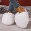 Pantuflas de felpa mullida de color liso para talla grande de Amazon, suela suave, punta cerrada de invierno, para el hogar, cálidas, pantuflas de algodón multicolor