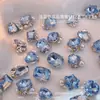 Taladro de uñas de pila azul claro joyería de uñas azul brillante cristal azul almohada de azúcar cuadrado rectangular hacha gorda cuadrada taladro de uñas de pila terminado