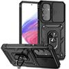 Adequado para Capa de Celular Samsung A57 com Janela Deslizante Militar A77 Cobertura Total A17 Suporte de Anel A07 Suporte A56 Capa Protetora A36